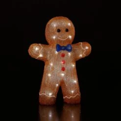 40cm Acrylic Mr Gingerbread With LEDs Christmas Decoration
