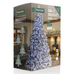 1500 Multi Action Cool White Treebrights Clear Cable LED Christmas Tree Lights