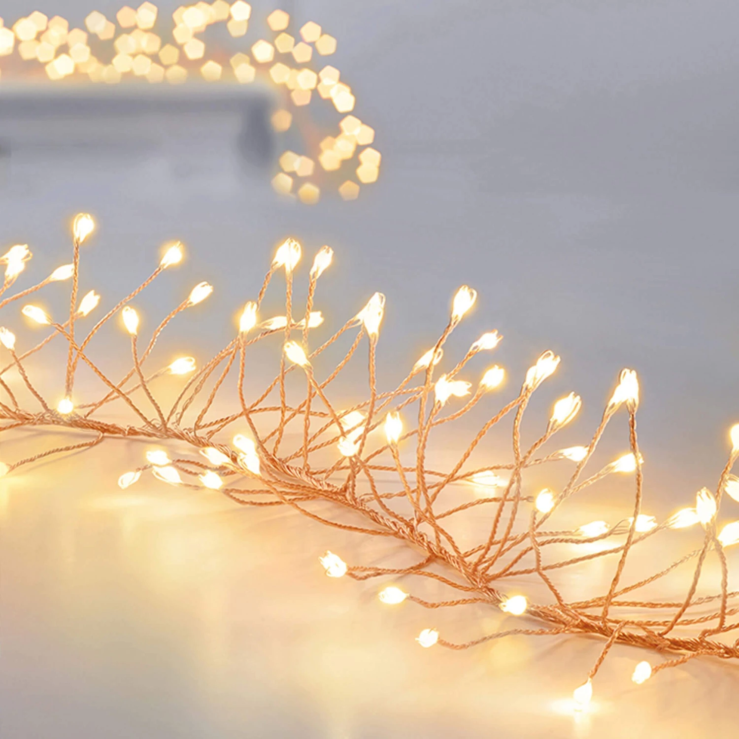 288 Multi Action Warm White Ultrabrights Garland Rose Gold Wire LED Christmas Lights