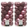 74 Velvet Pink Shatterproof Baubles With Assorted Finishes