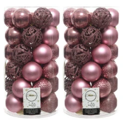 74 Velvet Pink Shatterproof Baubles With Assorted Finishes