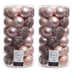 74 Blush Pink Shatterproof Baubles With Assorted Finishes