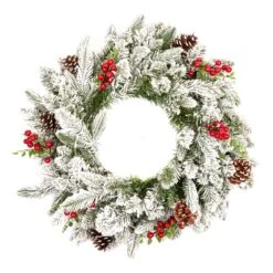 60cm Real Feel Snowberry Pine Wreath