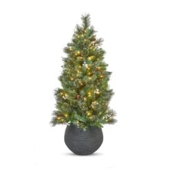 4ft Pre-Lit Glittery Christmas Tree Planter