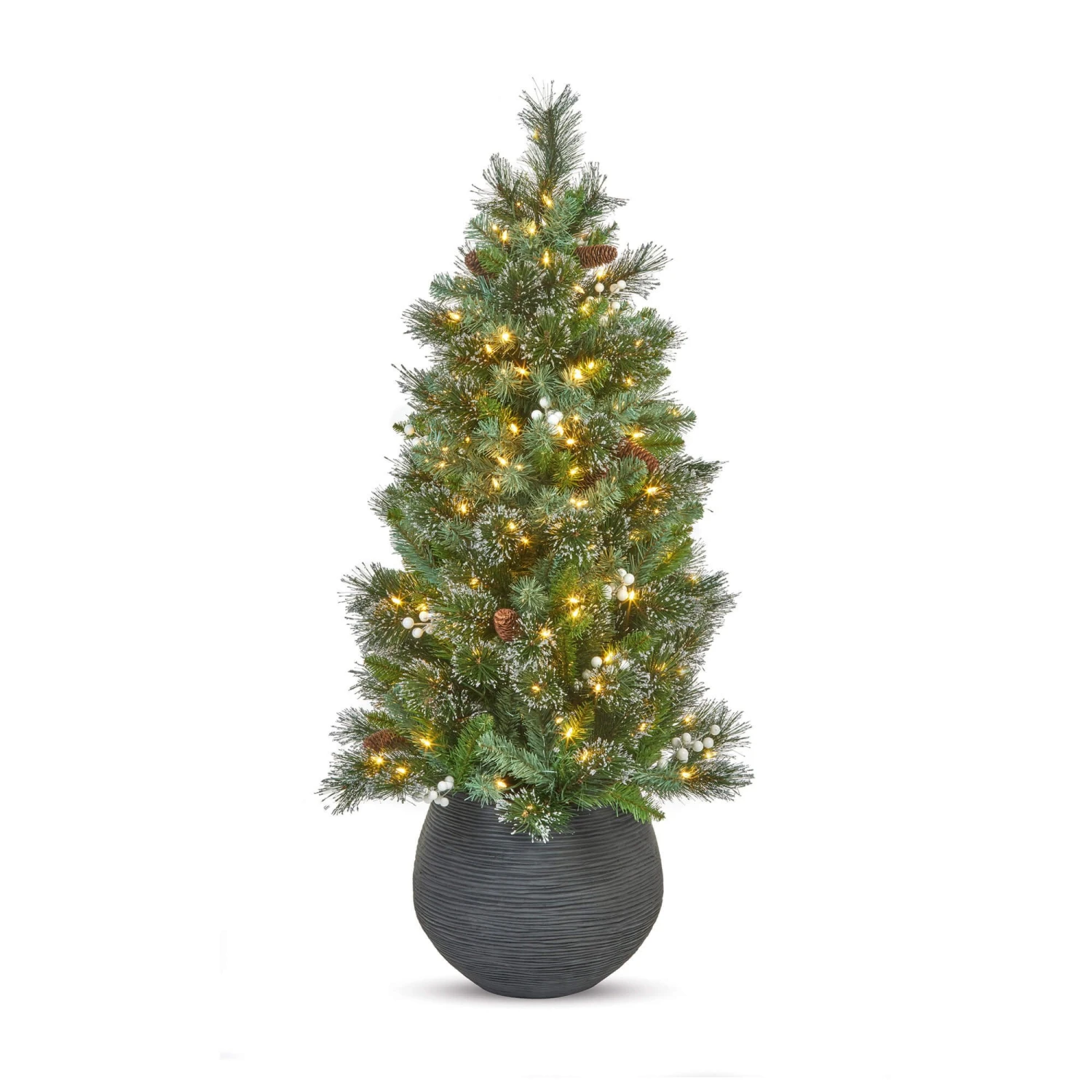 4ft Pre-Lit Glittery Christmas Tree Planter