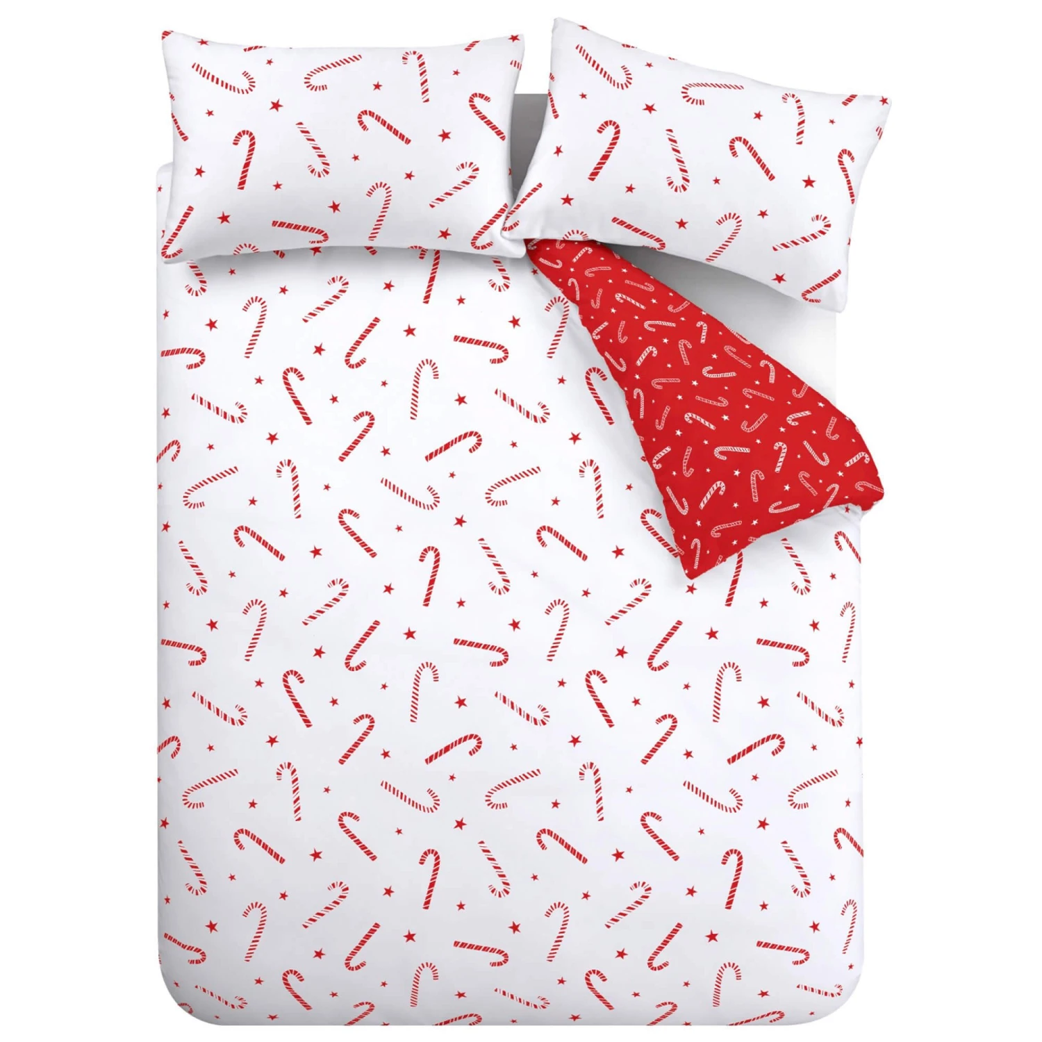 Catherine Lansfield Christmas Candy Cane White Double Duvet Set - Image 2