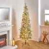 7ft Frosted Pre-Lit Slim Spruce Christmas Tree