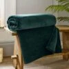 Coco Touch Pine Green Fleece Throw