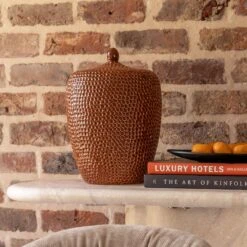 Textured Vermillion Mosaic Stoneware Vase Jar