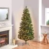 8ft Pre-Lit Slim Norwegian Artificial Christmas Tree