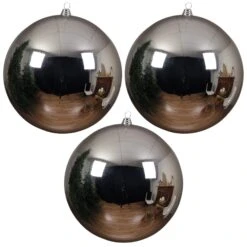Set Of 3 Large 20cm Silver Shatterproof Baubles
