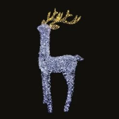 5ft White LED Metal Stag Christmas Decoration