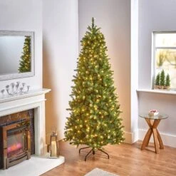 6.5ft Slim Pre-Lit Newberry Spruce Christmas Tree