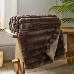 Kenwood Putty Brown Faux Fur Throw