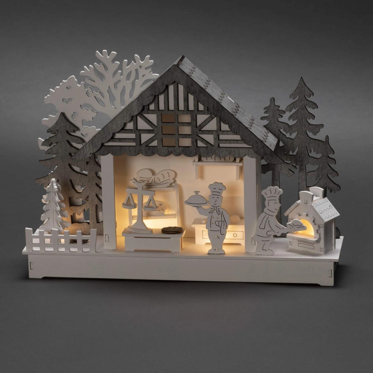 White Wooden Bakery Silhouette Christmas Decoration - Image 3