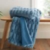 Carved Faux Fur Blue Throw