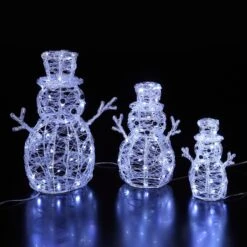 Set Of 3 Acrylic Snowmen Family