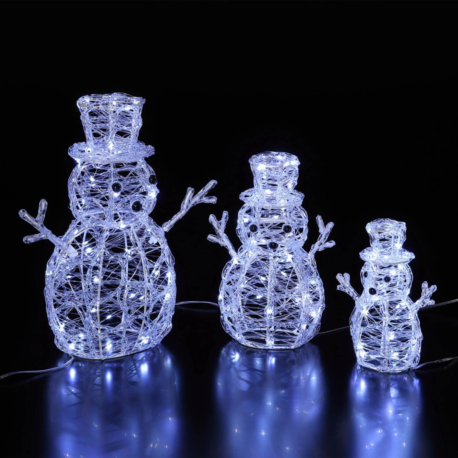Set Of 3 Acrylic Snowmen Family