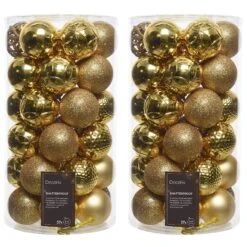 74 Light Gold Shatterproof Baubles With Assorted Finishes