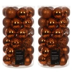 74 Warm Cider Shatterproof Baubles With Assorted Finishes