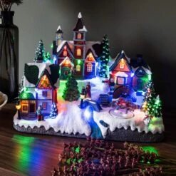 Festive Light Up Snowy Christmas Village Decoration
