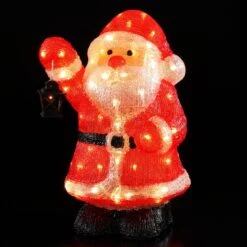 45cm Acrylic Santa With Flickering Lantern