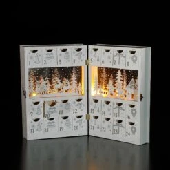 30cm White Wooden LED Book Advent Calendar