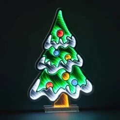 60cm Snowy Christmas Tree With Baubles Infinity Light