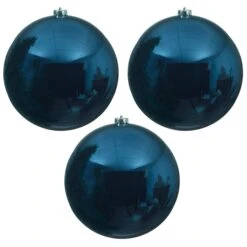Set Of 3 Large 20cm Night Blue Shatterproof Baubles