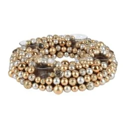 Golden Bauble Tealight Holder Wreath Christmas Decoration