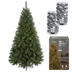 7ft Arizona Christmas Tree With 1000 Vintage Gold Lights And 74 Silver Baubles