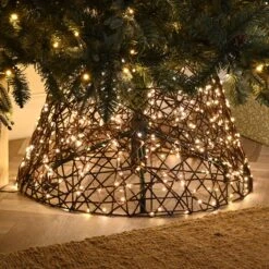 Brown Woven LED 70cm Tree Skirt