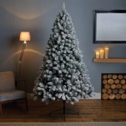 8ft Flocked Ontario Spruce Artificial Christmas Tree