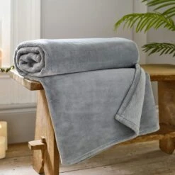 Coco Touch Grey Fleece Throw