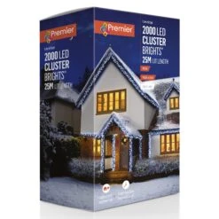 2000 Multi Action Cool White Clusterbrights Cluster LED Christmas Lights