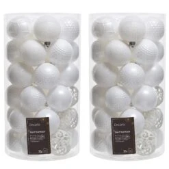 74 Winter White Shatterproof Baubles With Assorted Finishes