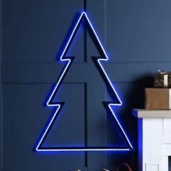 Large 78cm Blue & White Colour Changing Neon Tree