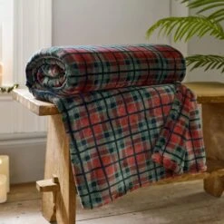 Hattie Check Red Fleece Throw