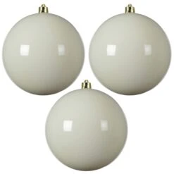 Set Of 3 Large 20cm Wool White Shatterproof Baubles