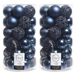 74 Night Blue Shatterproof Baubles With Assorted Finishes