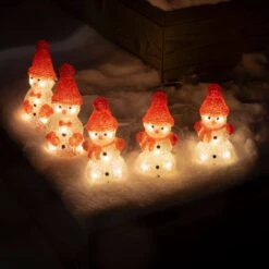 Acrylic Lightset Snowmen 5 Pieces