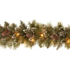 2.7m Pre-Lit Glittery Bristle Garland