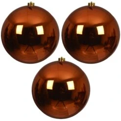 Set Of 3 Large 20cm Warm Cider Shatterproof Baubles