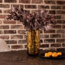 Large Amber Drippy Glass Vase