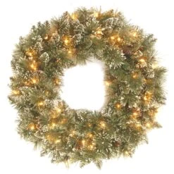 76cm Pre-Lit Glittery Bristle Wreath