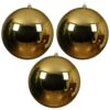 Set Of 3 Large 20cm Light Gold Shatterproof Baubles