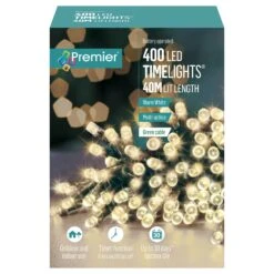 400 Battery Operated Warm White Timelights LED Christmas Lights