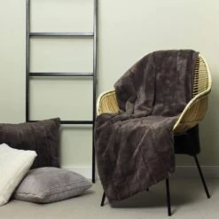 Riva Paoletti Empress Taupe Faux Fur Throw