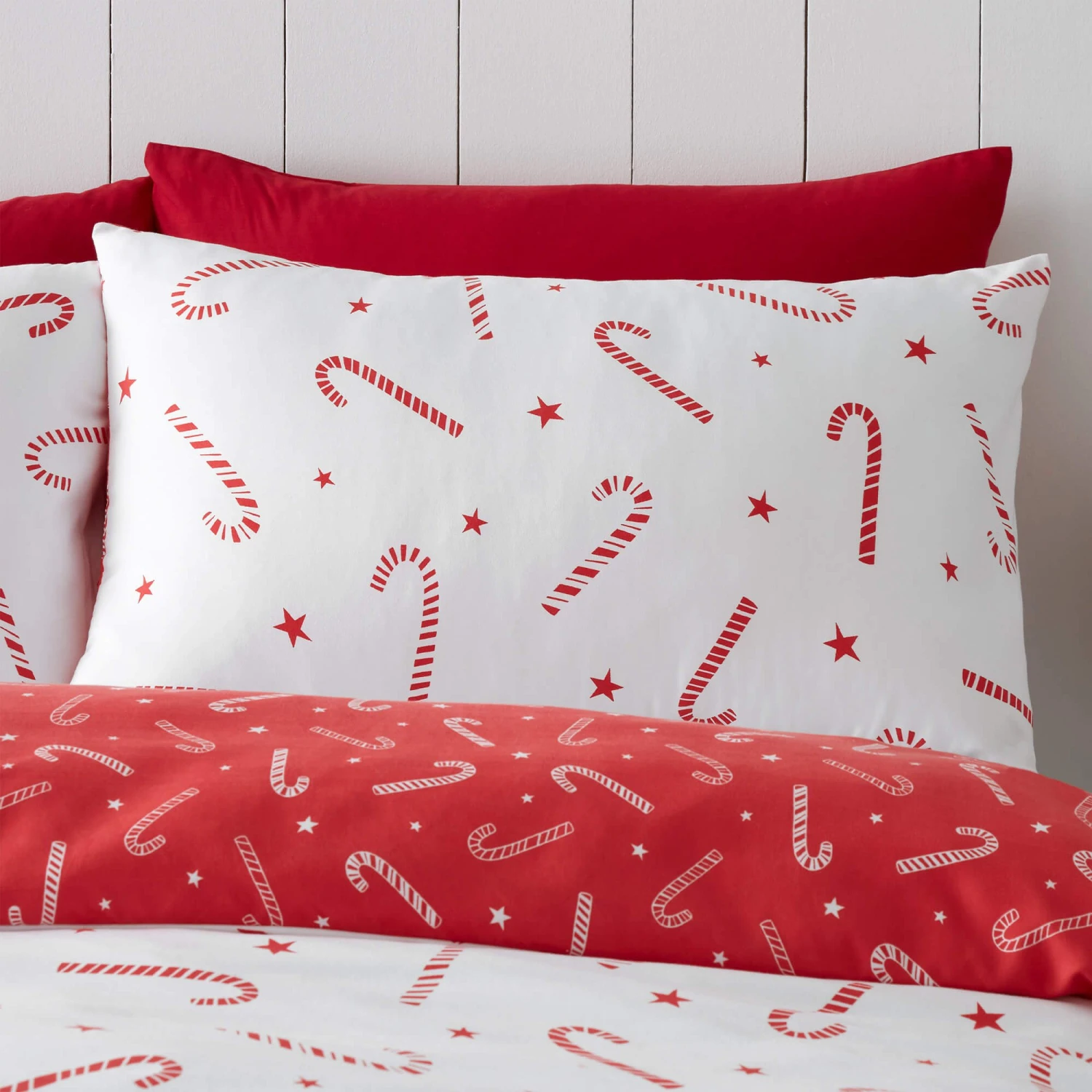 Catherine Lansfield Christmas Candy Cane White Double Duvet Set - Image 4