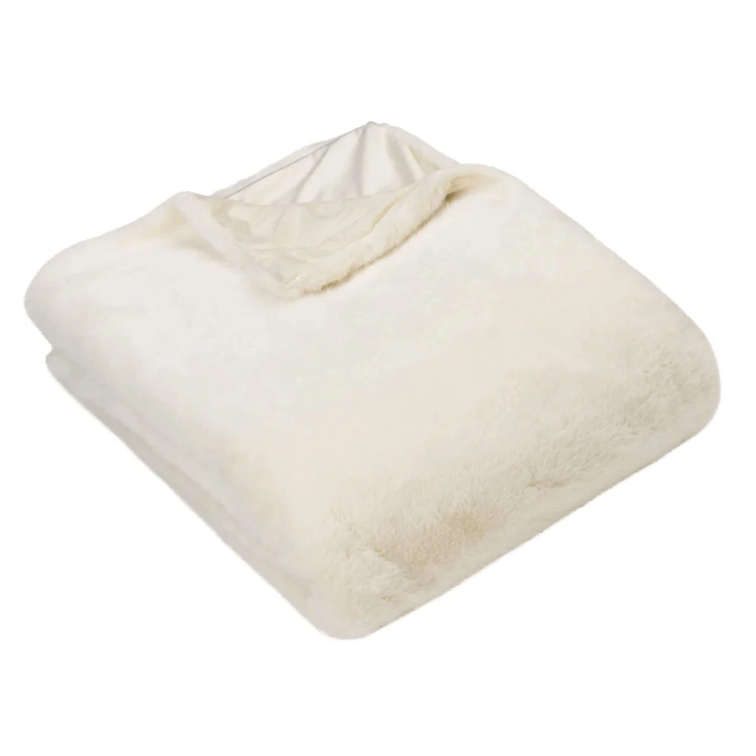 Stanza Ecru Faux Fur Throw - Image 2